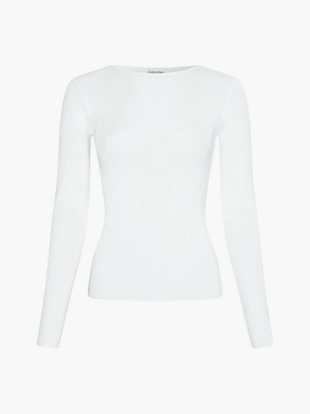 Calvin Klein USA Cut Out Detail Jumper Womens Sweater White 7580469-HP